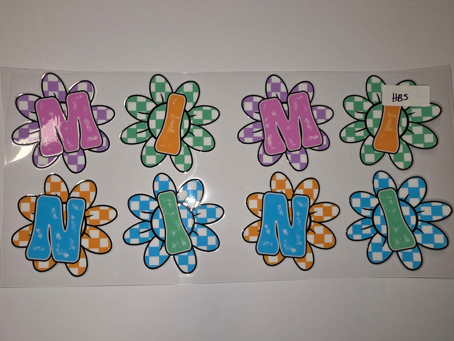 Groovy Flower "Mimi" & "Nana" Tumbler Wraps - Pink, Blue, Purple, Orange, Green Gingham