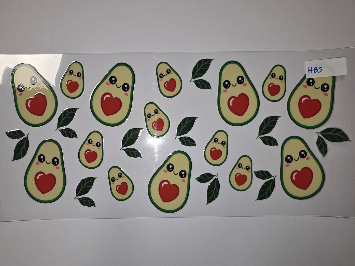 Cute Kawaii Avocado Tumbler Wrap - Green & Red Heart Design