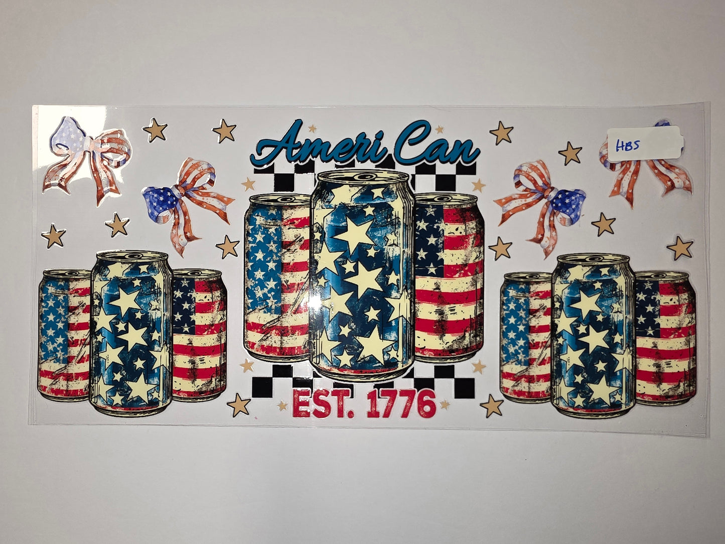 Ameri-Can Tumbler Wrap - Distressed American Flag Cans & Stars - Patriotic Drinkware Design