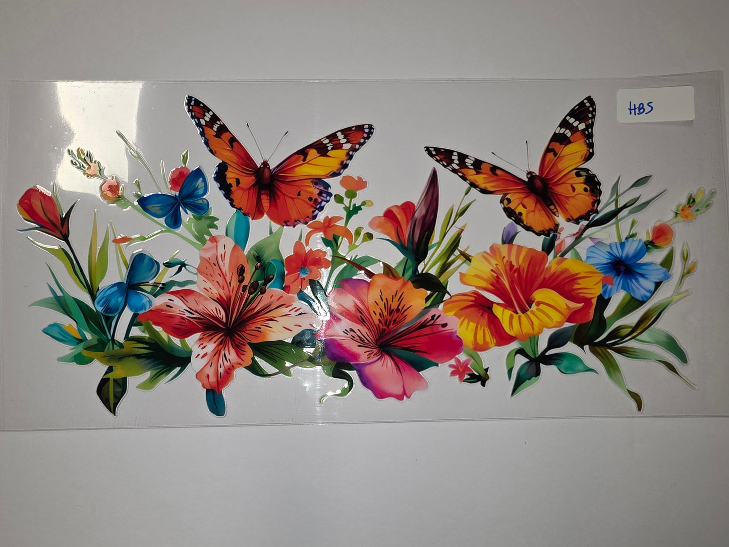 Vibrant Butterfly & Floral Tumbler Wrap | Orange, Pink, Yellow, Blue | Nature Design