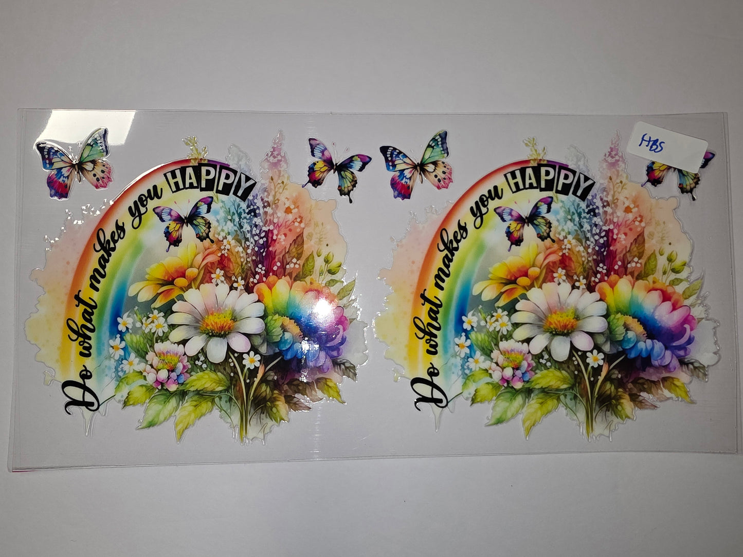 Rainbow Butterfly Floral Tumbler Wrap | "Do What Makes You Happy" Design
