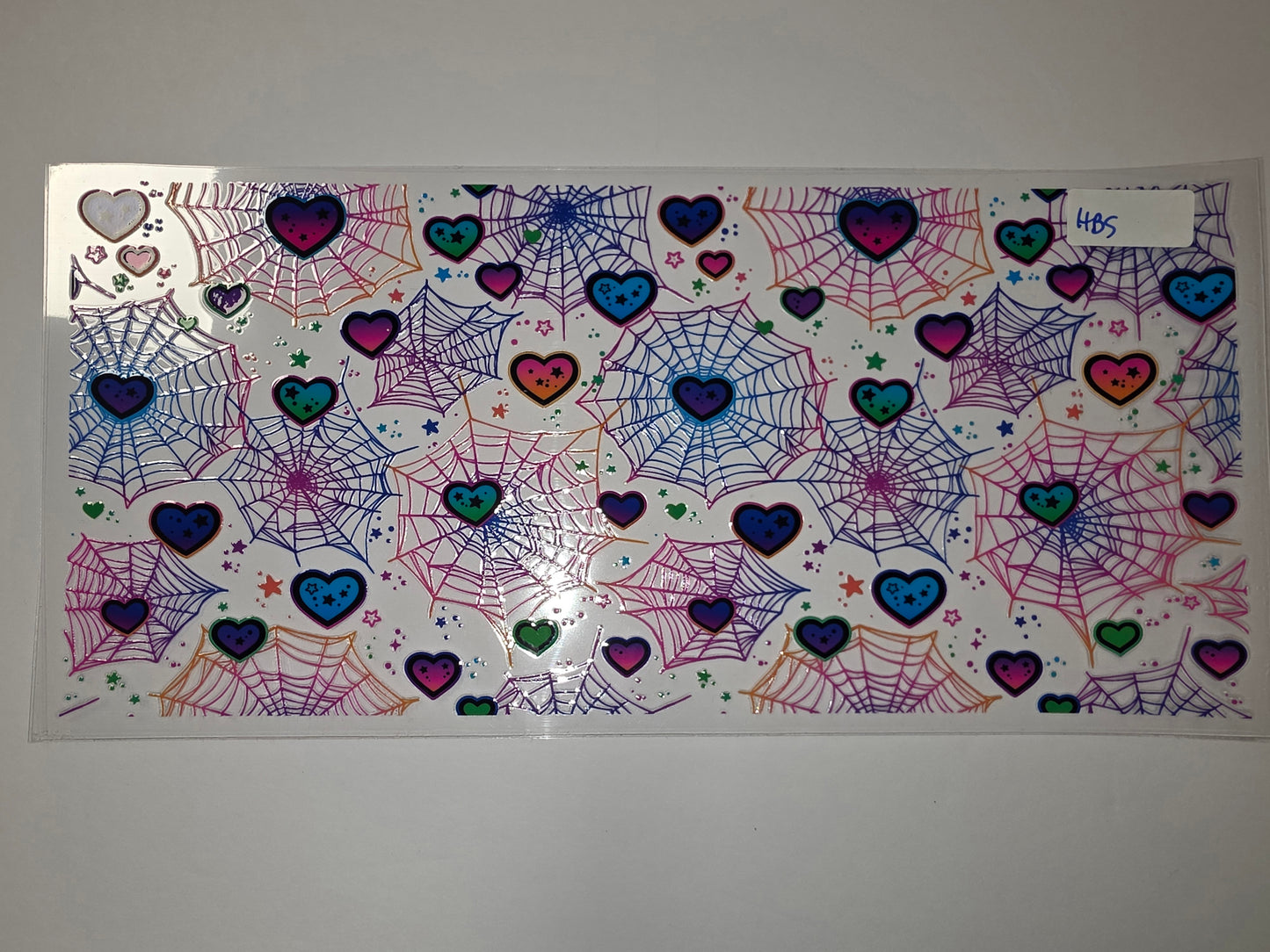 Glow-in-the-Dark Spiderweb Heart Tumbler Wrap - Neon Pink, Blue, Purple & Green