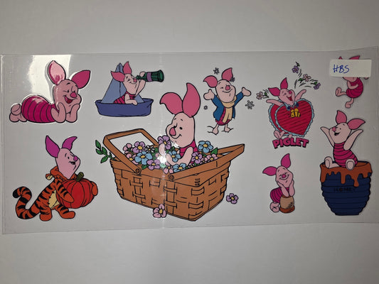 Cute Piglet Tumbler Wrap Design - Pink, Orange, Blue & Green - Whimsical & Playful