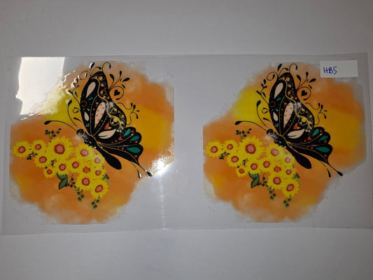 Whimsical Butterfly & Sunflower Tumbler Wrap | Vibrant Yellow & Orange Floral Design