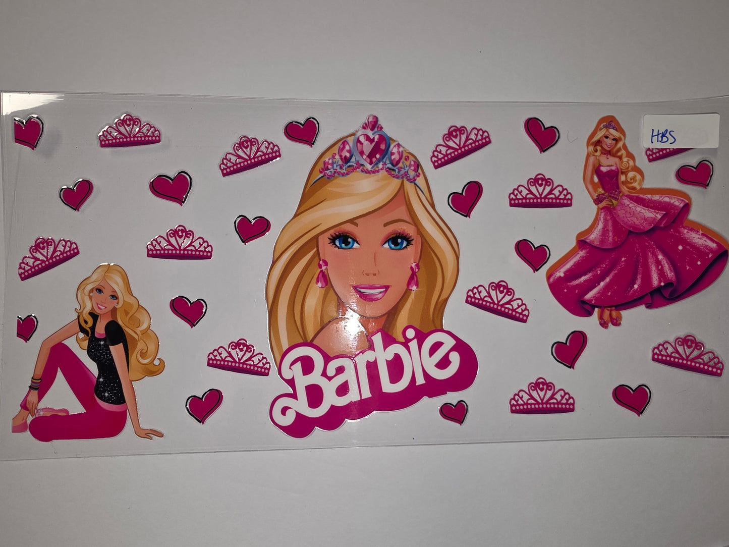 Barbie Tumbler Wrap - Pink Hearts, Crowns & Princess Design