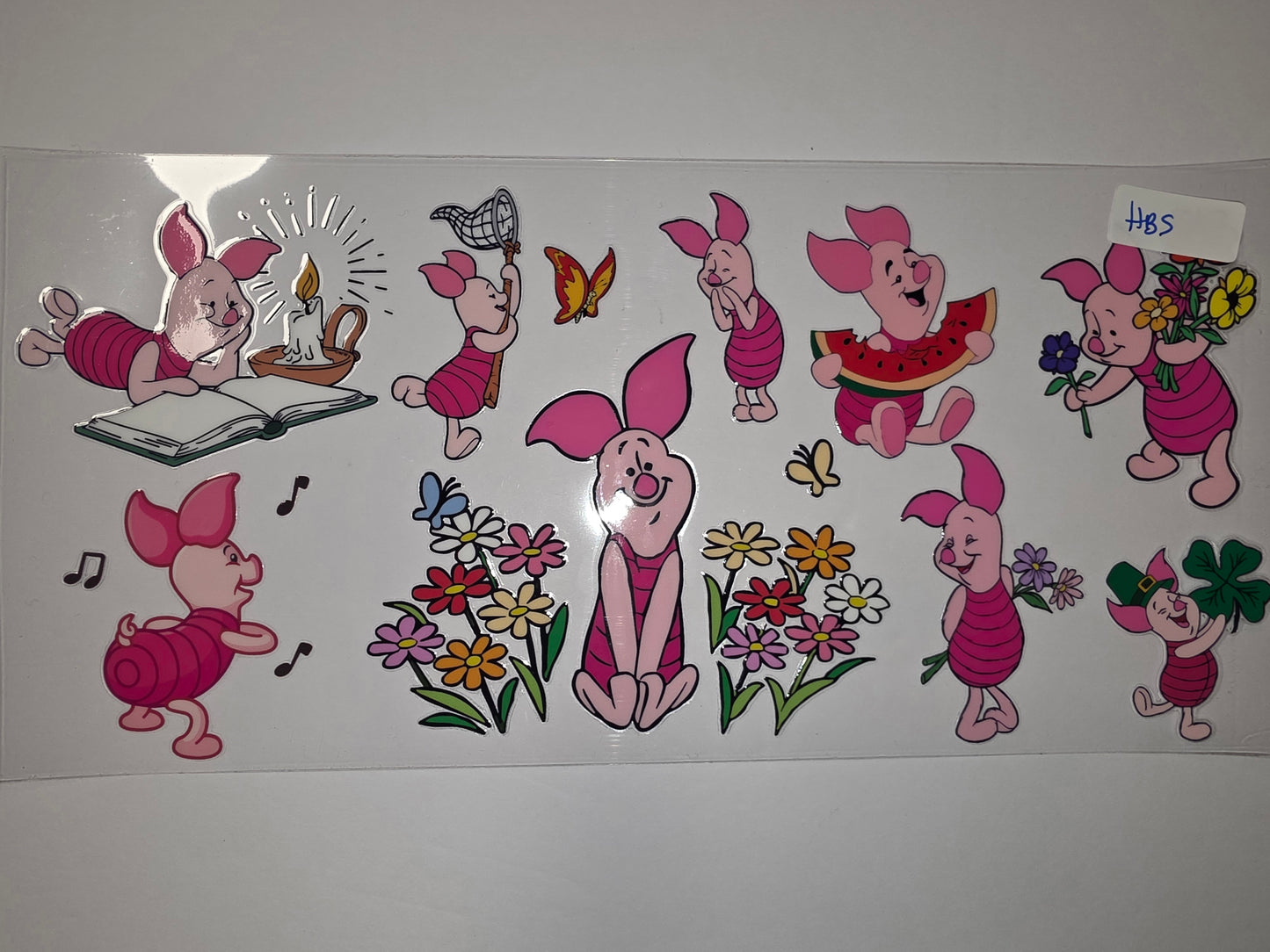 Cute Piglet Tumbler Wrap - Pink Pig, Flowers, Watermelon, Butterflies - Sublimation Design