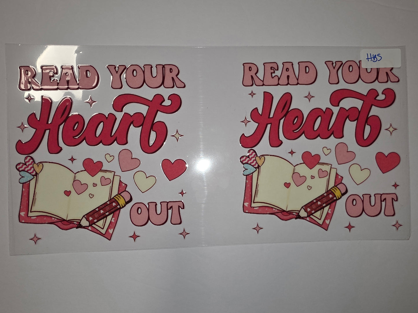 Retro "Read Your Heart Out" Book & Pencil Tumbler Wrap | Pink & Red Valentine's Design