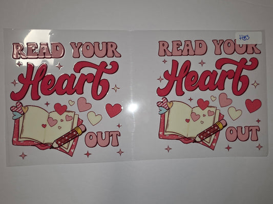 Retro "Read Your Heart Out" Book & Pencil Tumbler Wrap | Pink & Red Valentine's Design
