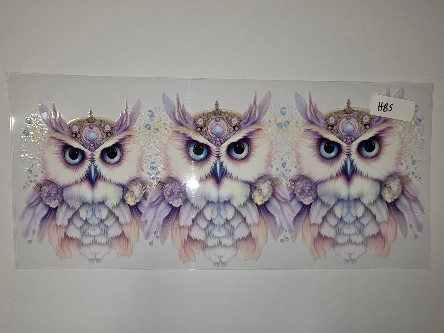 Enchanted Owl Tumbler Wrap - Whimsical Purple & Blue Feather Design