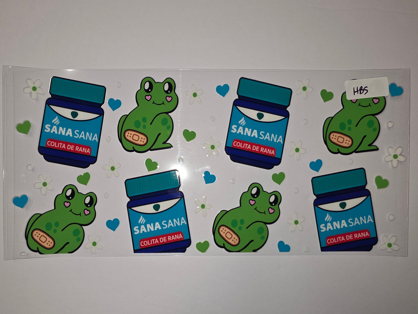 Cute Frog & Medicine Bottle Tumbler Wrap | Kawaii Green Frog with Band-Aid | Fun Drinkware Design