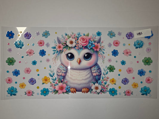 Cute Owl Floral Tumbler Wrap | Kawaii Flower Design | Sublimation Cup Art