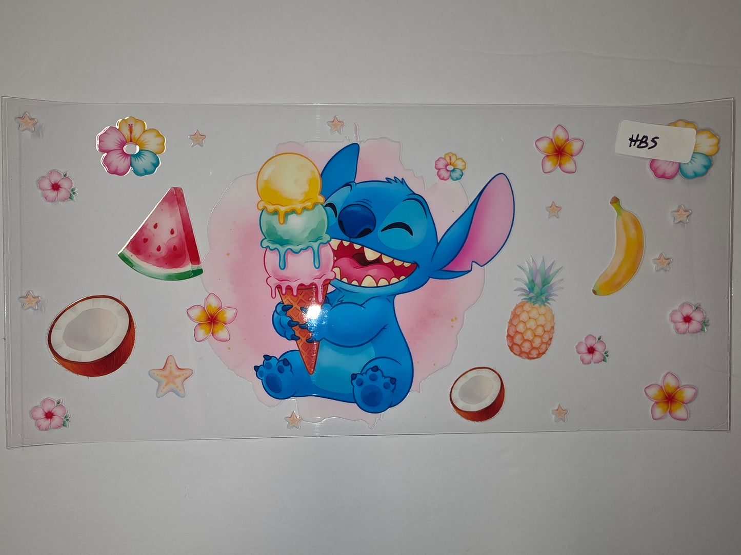 Cute Stitch Ice Cream Tropical Flowers Tumbler Wrap | Summer Beach Drinkware Design