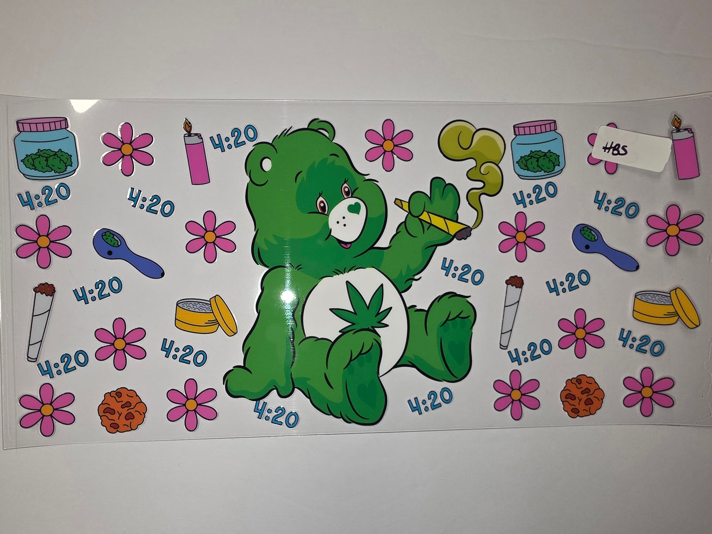 Green Bear 420 Tumbler Wrap | Cannabis, Flowers, Lighters & Jars | Fun Drinkware Design