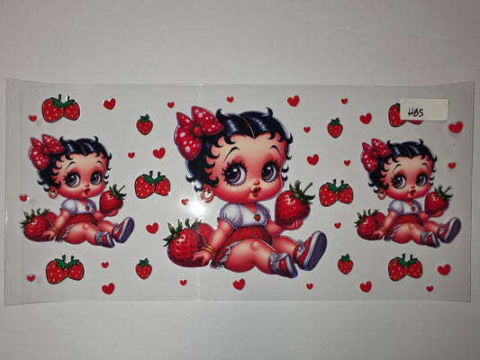 Betty Boop Strawberry Sweetheart Tumbler Wrap | Red Hearts & Fruit Design