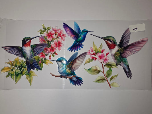 Vibrant Hummingbird & Pink Flower Tumbler Wrap | Watercolor Bird Drinkware Decal