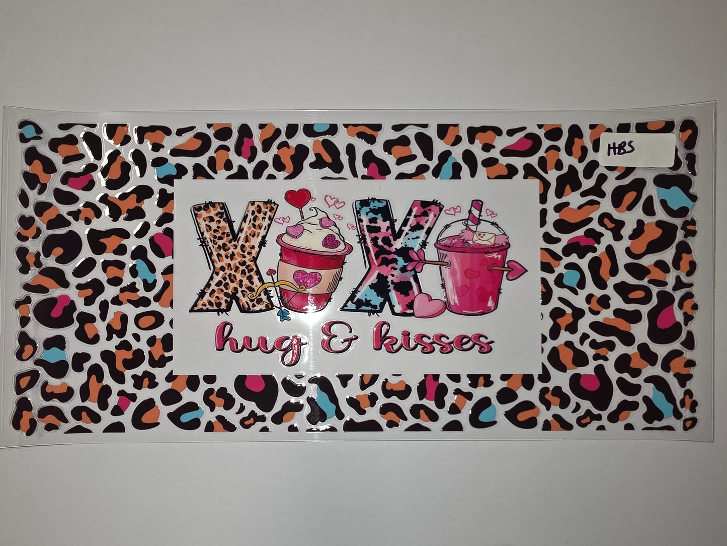 Leopard Print "XOXO Hugs & Kisses" Tumbler Wrap - Valentine's Day Drinkware Design