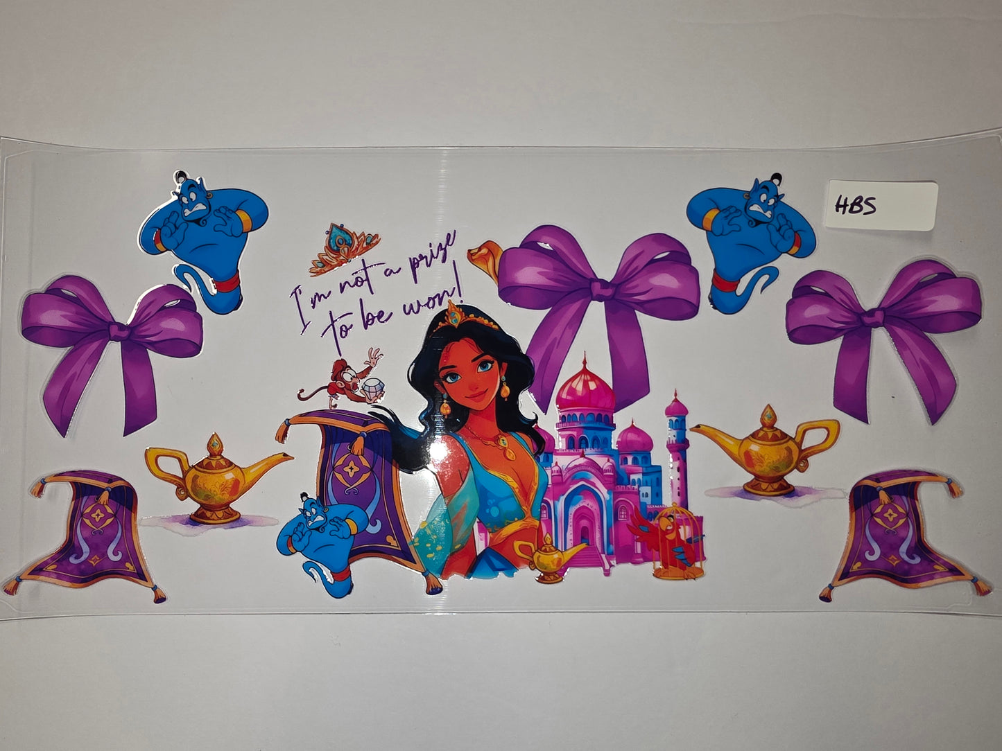 Aladdin Princess Jasmine Genie Magic Carpet Tumbler Wrap | Purple Bows & Arabian Nights Design