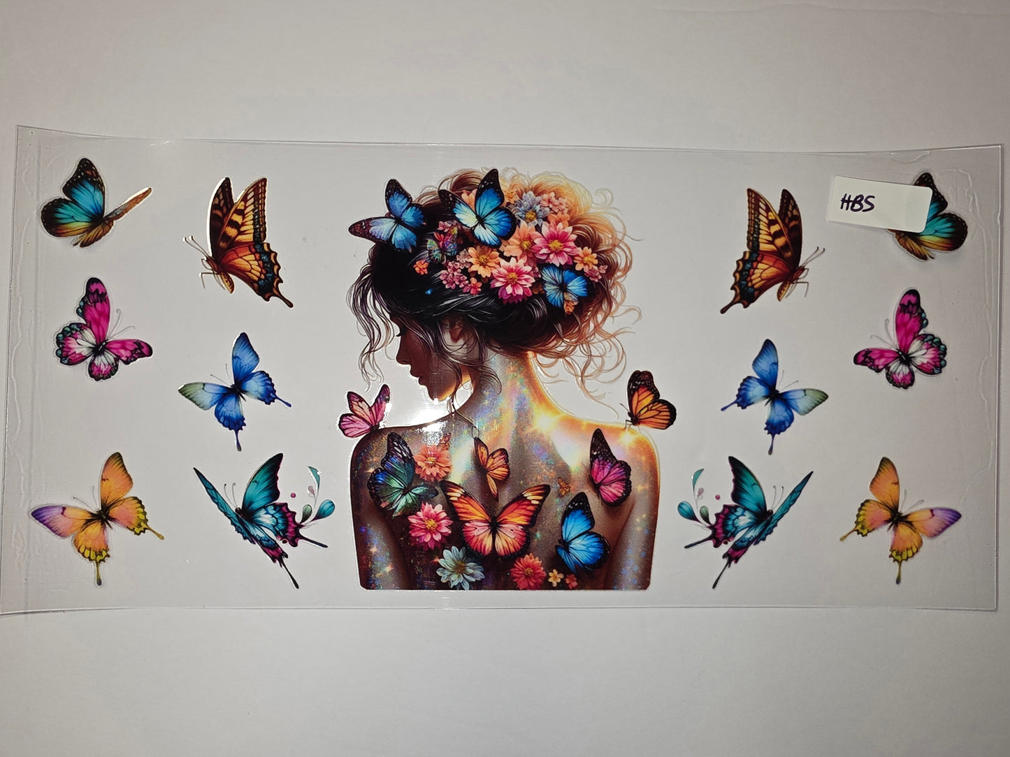 Enchanting Butterfly Woman Tumbler Wrap - Vibrant Floral & Insect Design