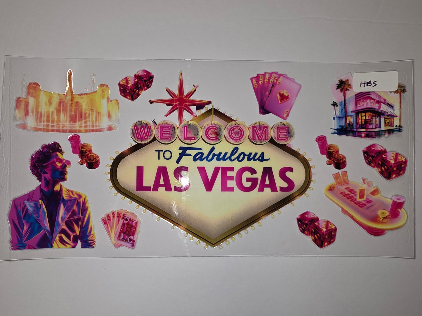 Vibrant Las Vegas Tumbler Wrap - Casino Dice, Cards, Neon Sign & Retro Style