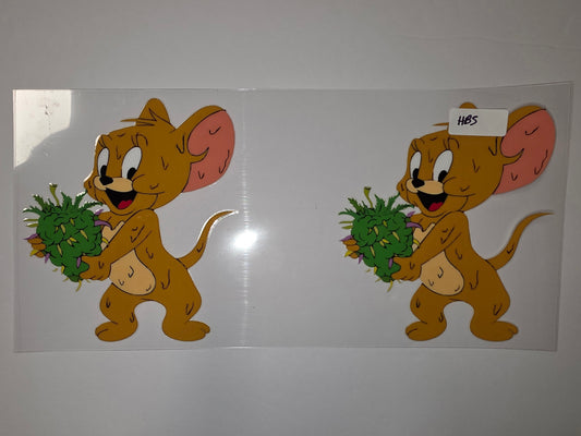 Cartoon Mouse Holding Green Bud Tumbler Wrap | Fun Drinkware Design