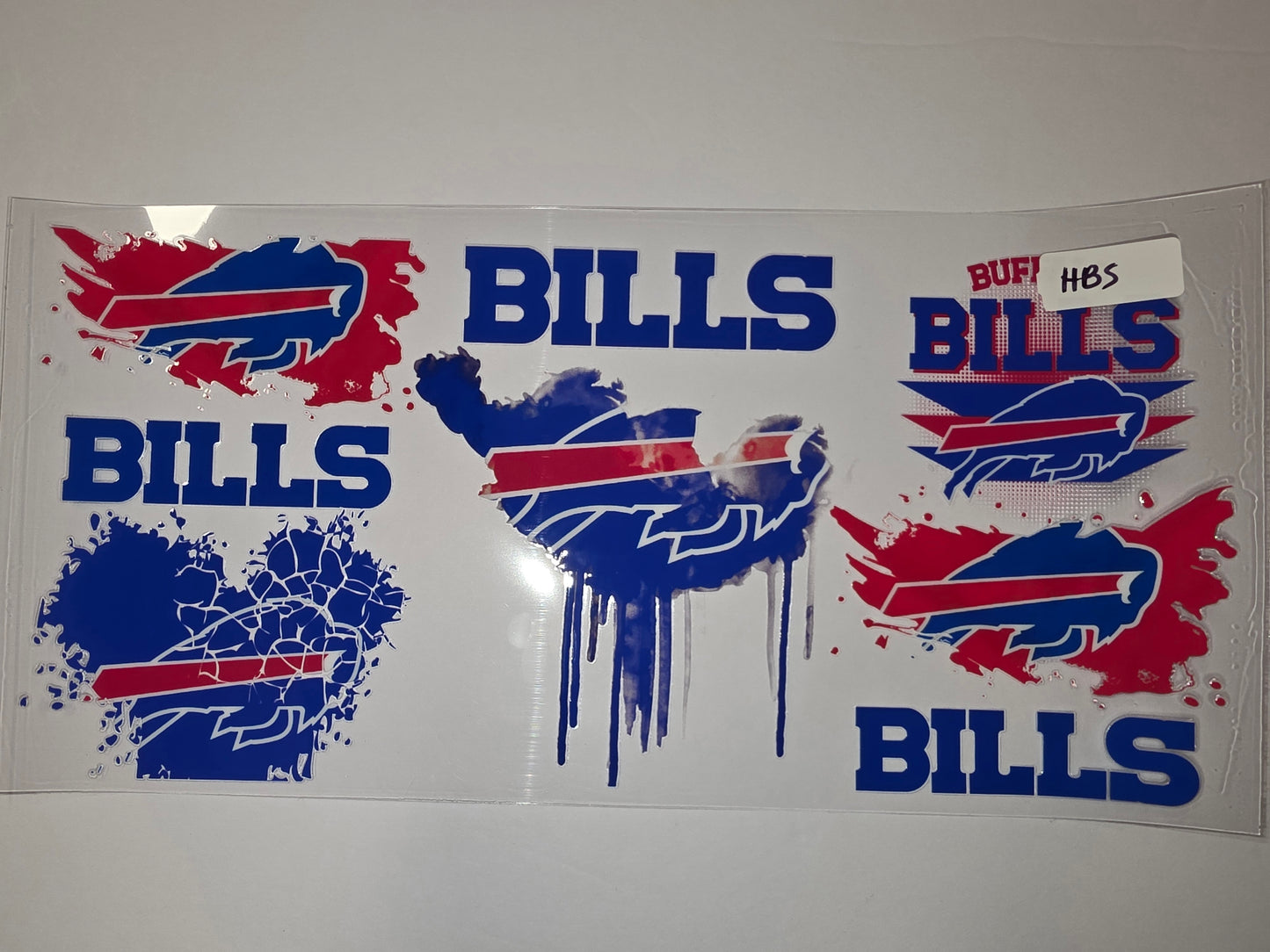 Buffalo Bills Tumbler Wrap - Red, Blue, White Splatter & Drip Designs - Sports Fan Drinkware
