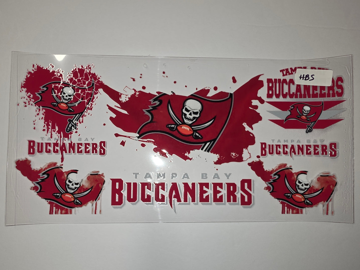 Tampa Bay Buccaneers Skull & Swords Tumbler Wrap - Red & White Splatter Design