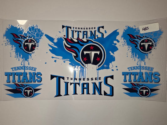 Tennessee Titans Tumbler Wrap - Blue, Red, and Silver Splatter Design