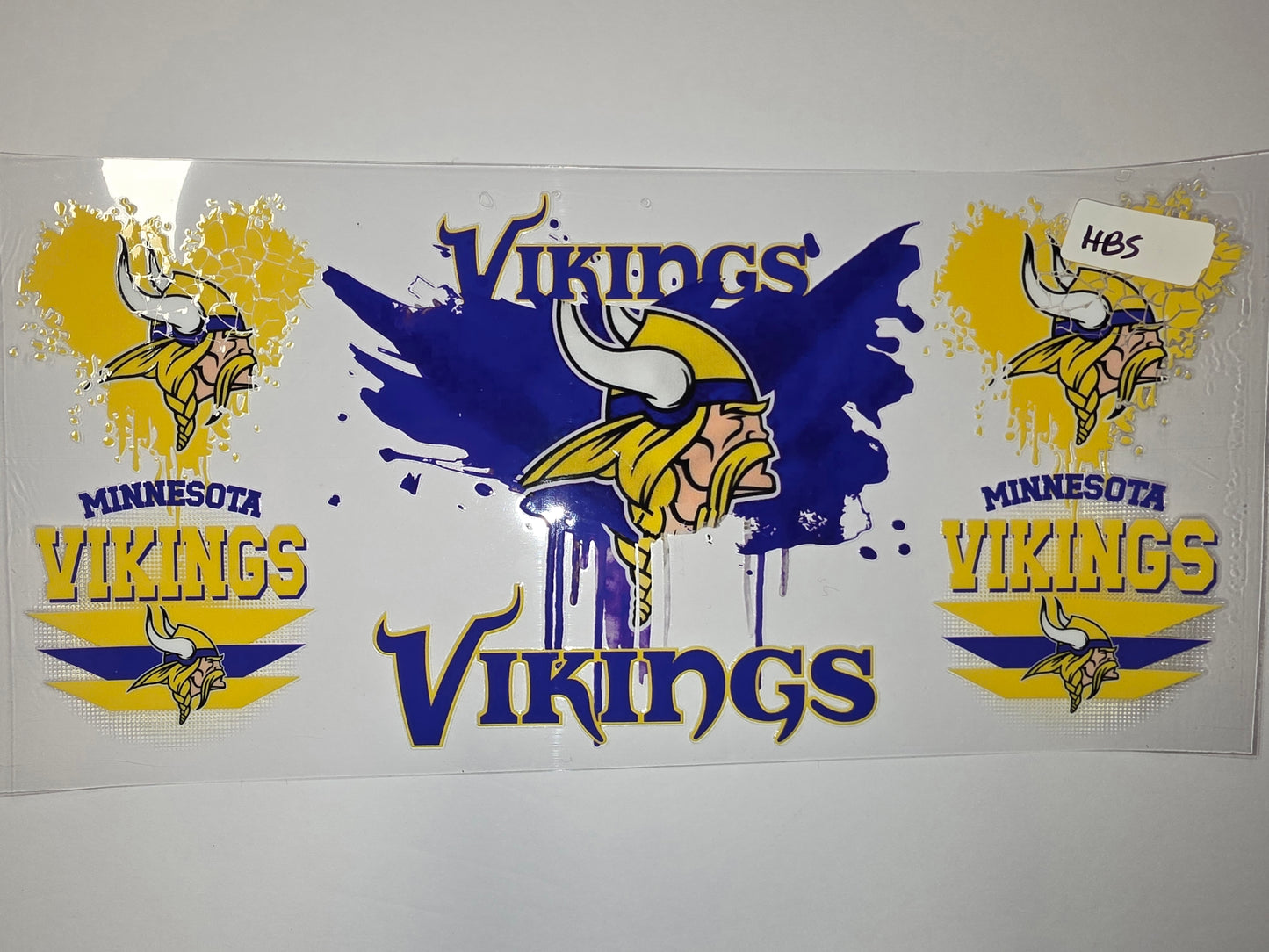 Minnesota Vikings Tumbler Wrap - Purple, Gold, and White Splatter Design
