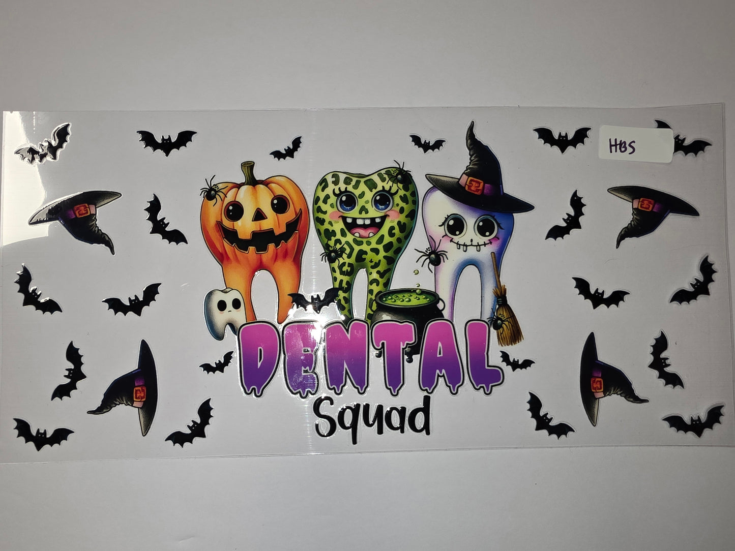 Halloween Dental Squad Tumbler Wrap | Spooky Tooth Pumpkin Witch Bats Design