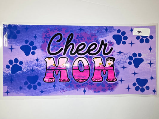 Cheer Mom Paw Print Tumbler Wrap - Purple & Pink Glitter Design