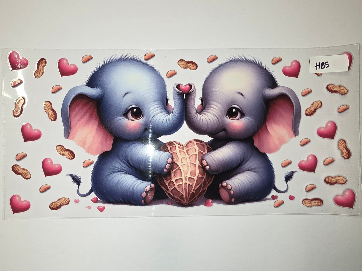 Cute Elephant Couple Peanut Heart Valentine's Day Tumbler Wrap