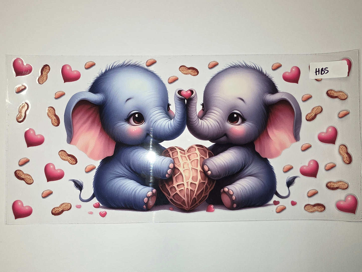 Cute Elephant Couple Peanut Heart Valentine's Day Tumbler Wrap | Sublimation Design