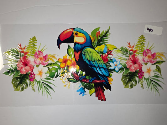 Vibrant Toucan & Tropical Floral Tumbler Wrap | Exotic Bird & Flower Design