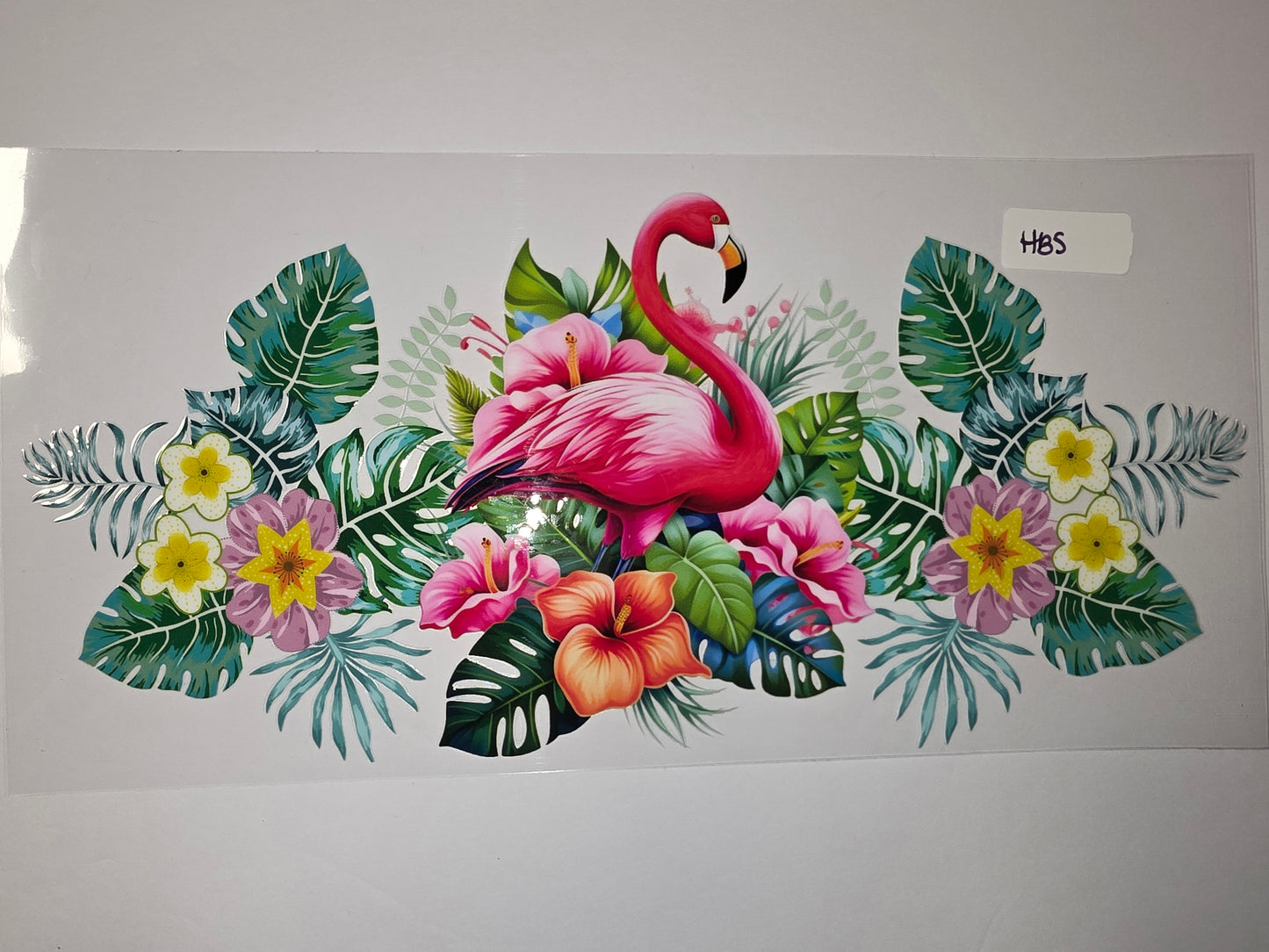 Vibrant Flamingo & Tropical Floral Tumbler Wrap | Pink Flamingo, Hibiscus, Monstera Leaves