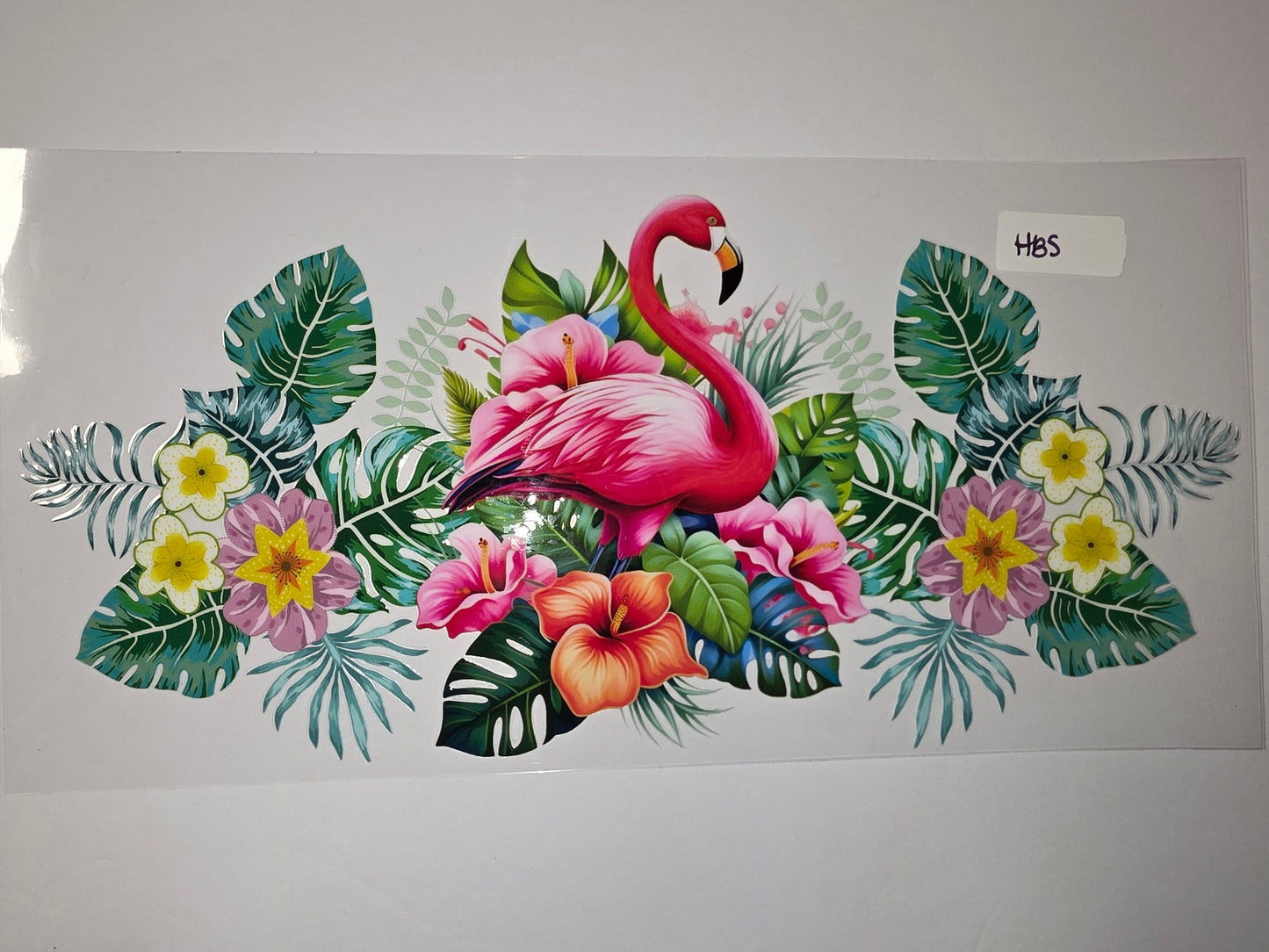 Tropical Flamingo Floral Tumbler Wrap - Pink, Green, Yellow, Orange - Vibrant Tropical Design