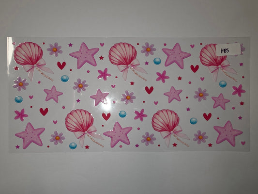 Pink Mermaid Seashell Star Flower Tumbler Wrap - Cute Ocean Theme Drinkware Design
