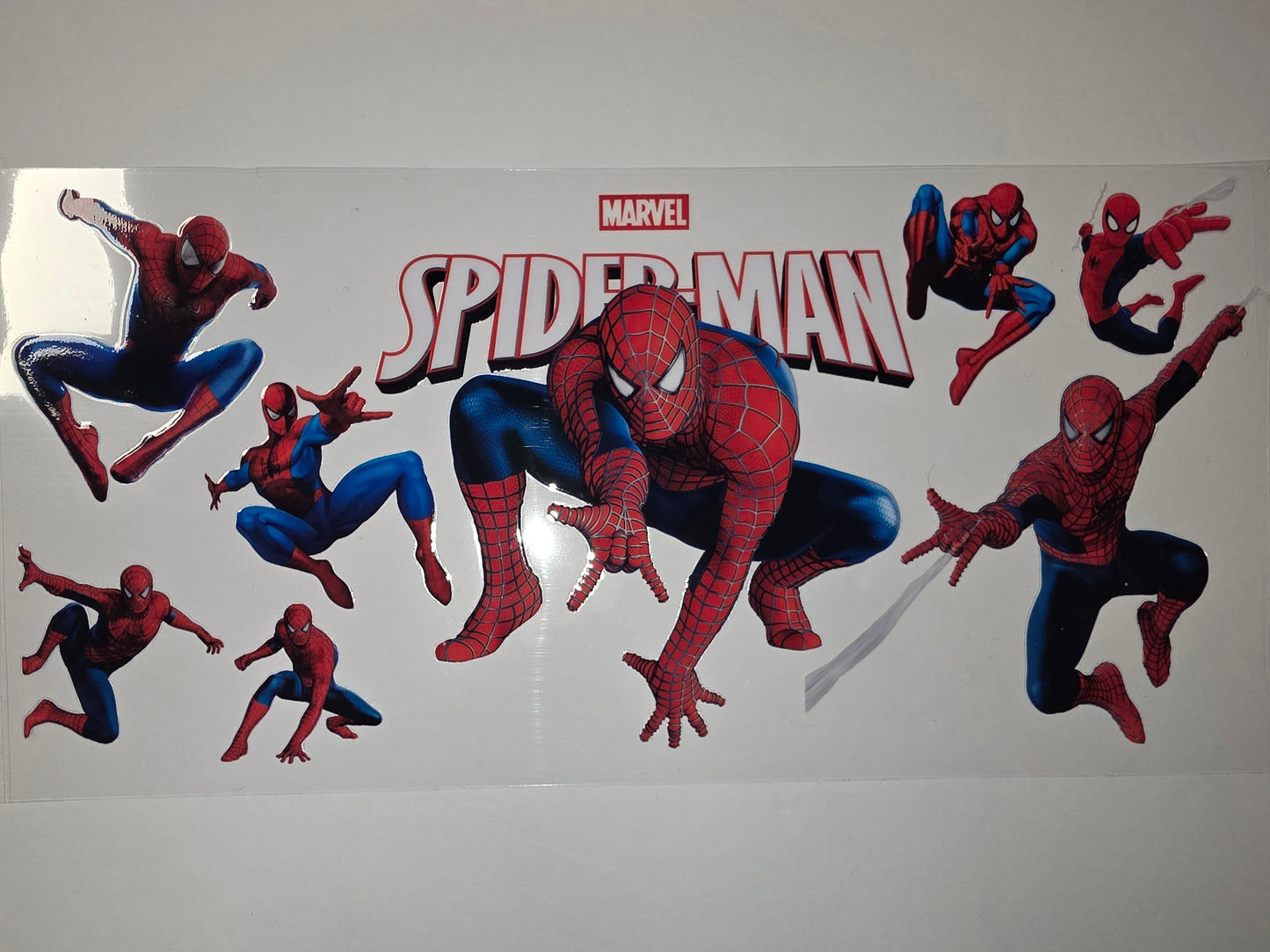 Spider-Man Tumbler Wrap - Red & Blue Action Poses - Marvel Superhero Drinkware Design