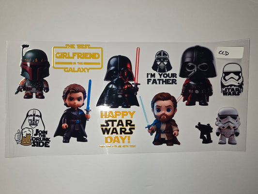 Star Wars Chibi Tumbler Wrap - Darth Vader, Boba Fett, Stormtrooper, Jedi - Sci-Fi Fan Gift