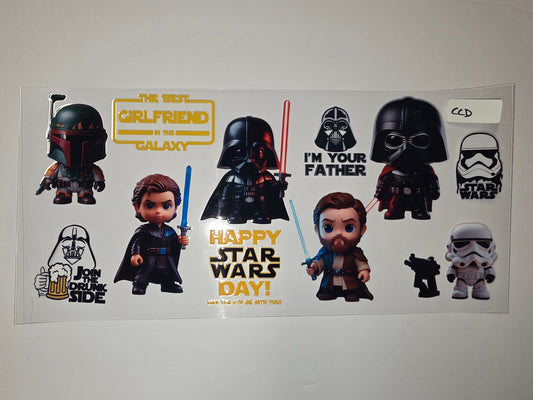 Star Wars Chibi Tumbler Wrap - Darth Vader, Stormtrooper, Boba Fett, Obi-Wan, Anakin