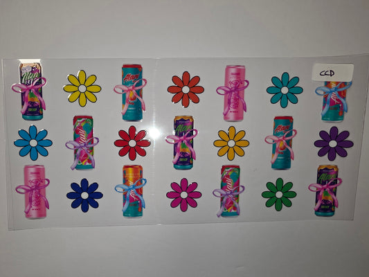 Retro Flower & Energy Drink Tumbler Wraps - Vibrant & Fun Drinkware Designs