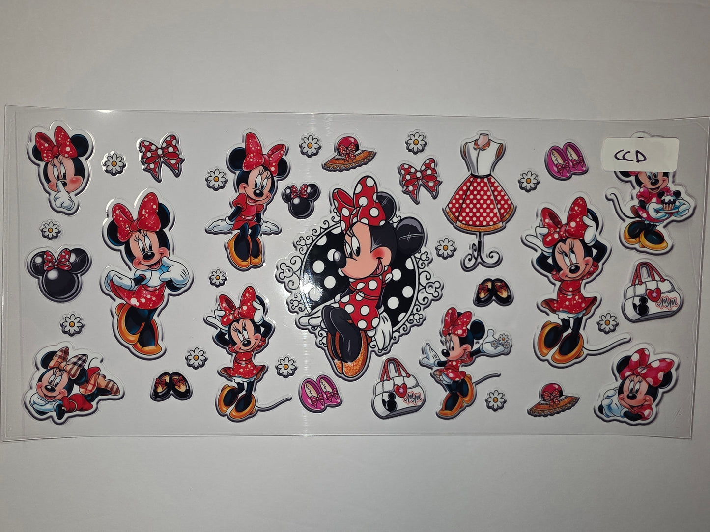 Minnie Mouse Tumbler Wrap Design - Red Polka Dot Bows & Outfits