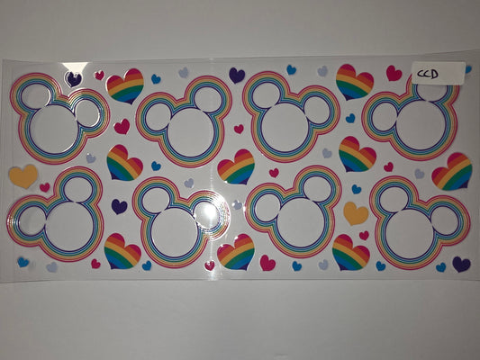 Rainbow Mickey Mouse & Hearts Tumbler Wrap - Vibrant Pride Colors