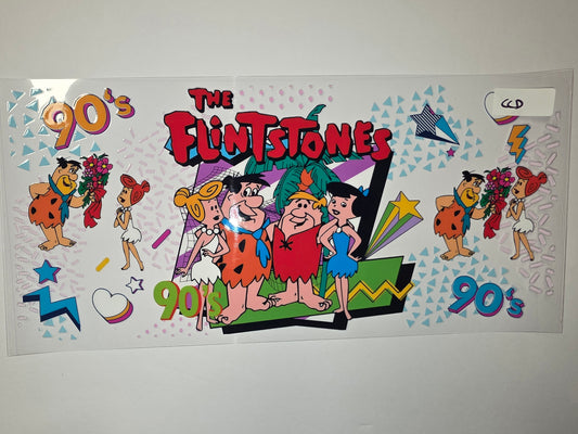 The Flintstones 90s Retro Cartoon Tumbler Wrap | Fred, Wilma, Barney, Betty Drinkware Design