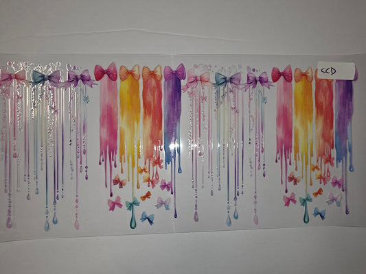 Dripping Rainbow Bows Tumbler Wrap | Pink, Yellow, Purple, Blue & More | Cute Bow Design