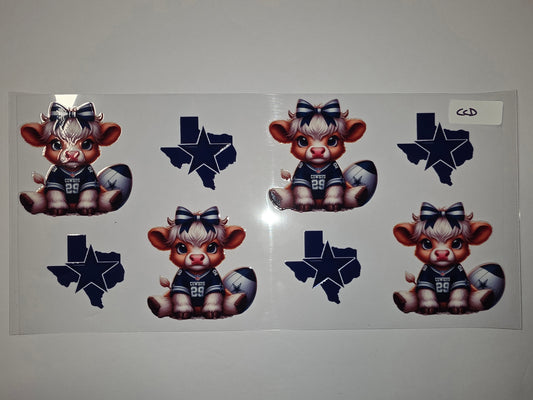 Cute Cowboys Baby Cow Tumbler Wrap - Football Fan Drinkware Design