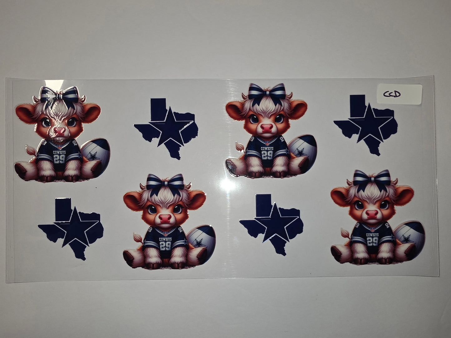 Cute Highland Cow Tumbler Wrap - Cowboys Football Fan Art - Texas Star Design