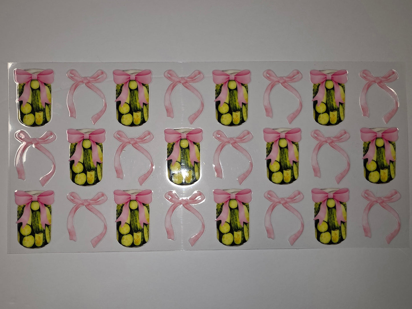 Pink Bow Pickle Jar Tumbler Wrap | Cute Foodie Drinkware Design