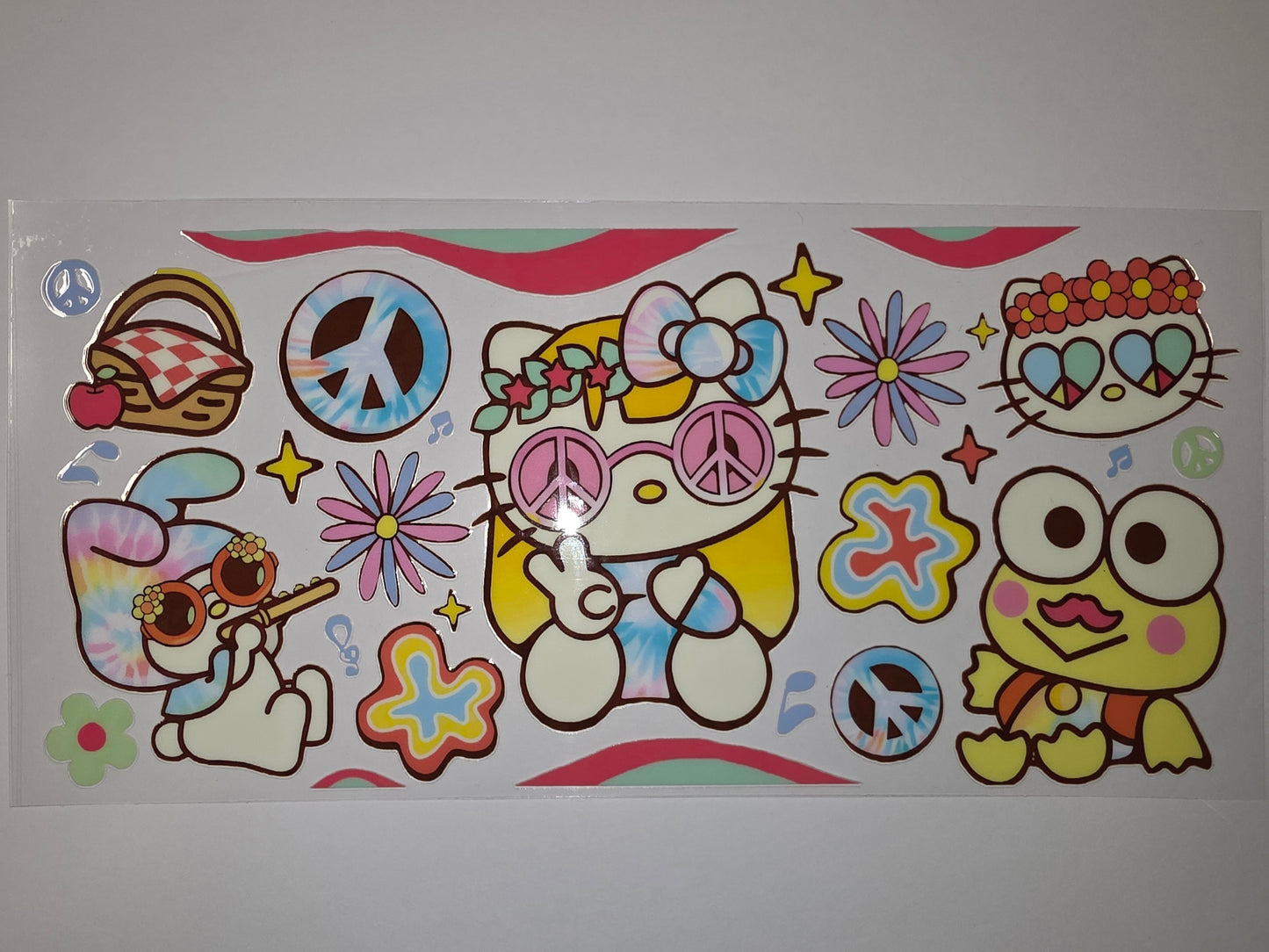 Retro Peace & Love Tie-Dye Tumbler Wrap - Hello Kitty & Friends