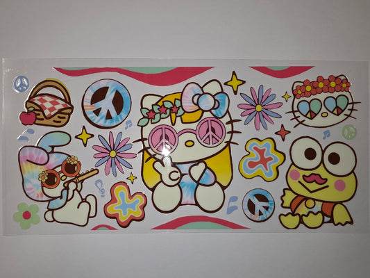 Retro Peace & Love Tie-Dye Tumbler Wrap - Hello Kitty & Friends