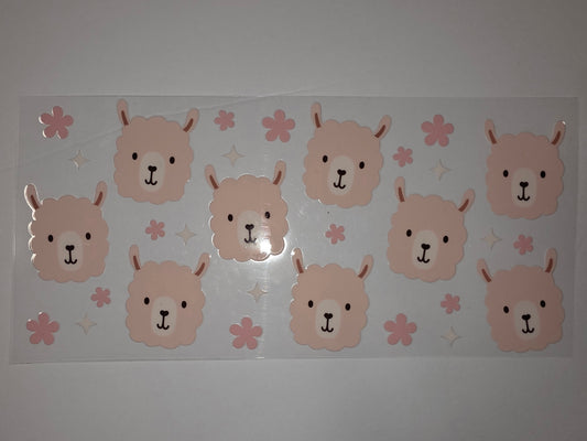 Cute Pink Llama & Flower Tumbler Wrap - Adorable Kawaii Drinkware Design
